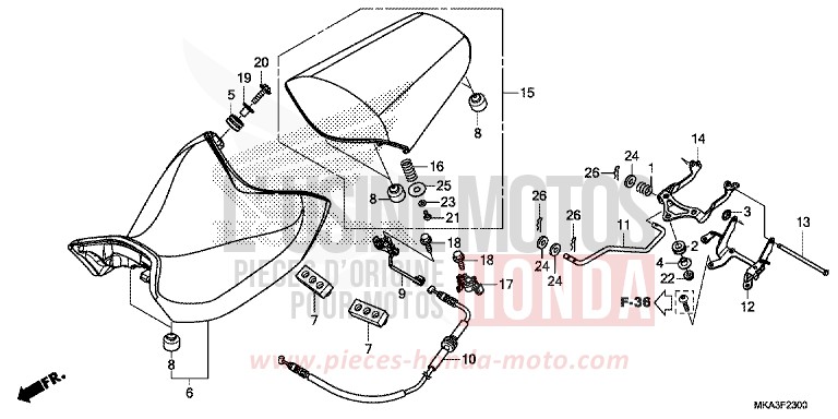 SITZ von NC750X "Meca" GLINT WAVE BLUE METALLIC (B197) von 2017